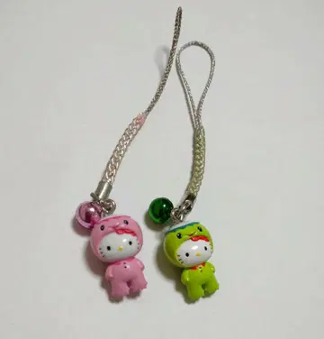 산리오 고토치 키티 갓파즈시 콜라보 핑크 & 그린 스트랩 끈