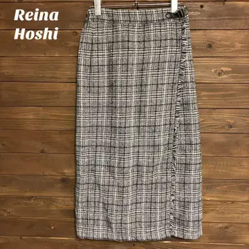 [REINA HOSHI] 체크 무늬 롱 스커트 하운드투스 M