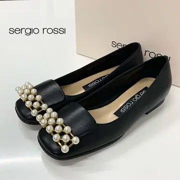 세르지오로시 SR1 가죽 펄 플랫슈즈 블랙