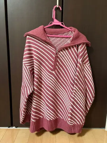 SPIRALGIRL 세일러 카라 하프 ZIP 자카드 니트