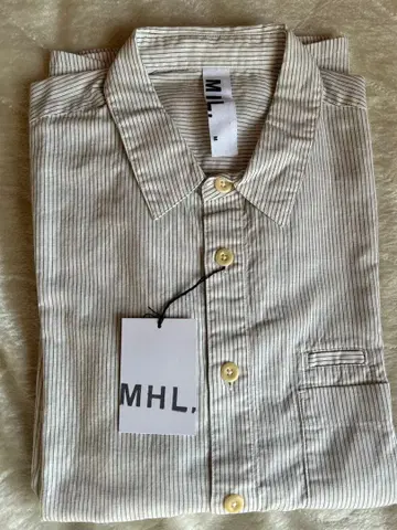 [미사용] MHL. 코튼 린넨 스트라이프 셔츠 긴팔 남성용 M 사이즈