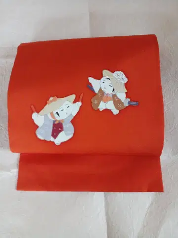 나고야 오비 시오제 손그림 고쇼인형 무늬 순수 실크 당자 무늬