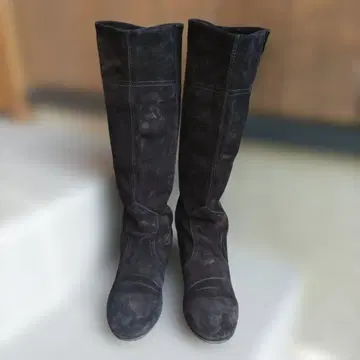 FABIO RUSCONI 스웨이드 롱 부츠 블랙 36