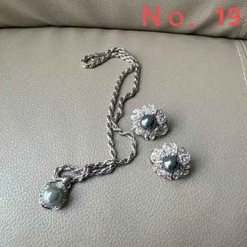 여성용 블루 펄계 목걸이 & 귀찌 2세트