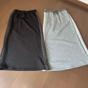 맨투맨 소재 롱 스커트 2색 세트