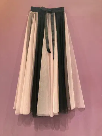 튤 플레어 스커트 블랙 핑크