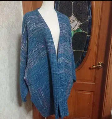 네이비 나염 오픈 프론트 겉옷 긴팔