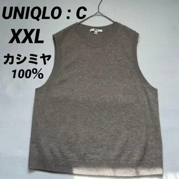 새상품급 유니클로 캐시미어 크루넥 슬리브리스 숏 스웨터 XXL