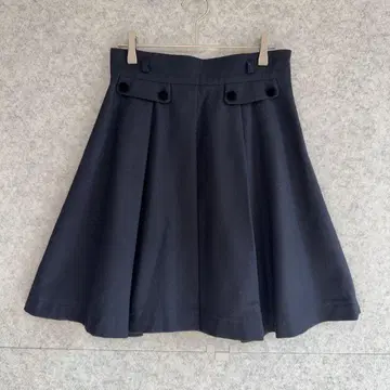일본제 [로이스크레용] 울 혼방 박스 플리츠 플레어 스커트 (M)