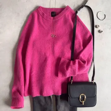 새상품급 스픽 앤 스팬 롱 리브 풀오버 니트 일본제 핑크