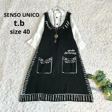 새상품급 센소유니코 롱 니트 원피스 튜닉 레이어드 올 패턴