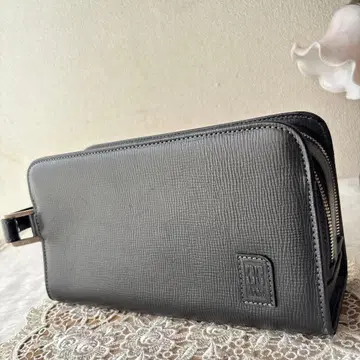 DAKS 닥스 천연 가죽 손잡이 세컨드 백 더블 지퍼 블랙