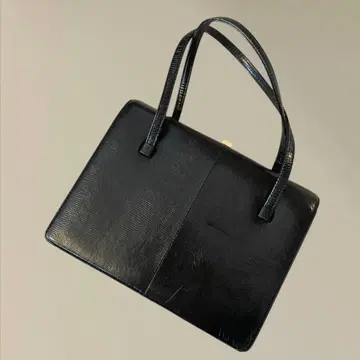 핸드백 블랙 가죽 블랙 포멀 백 골드 금장 장식 빈티지