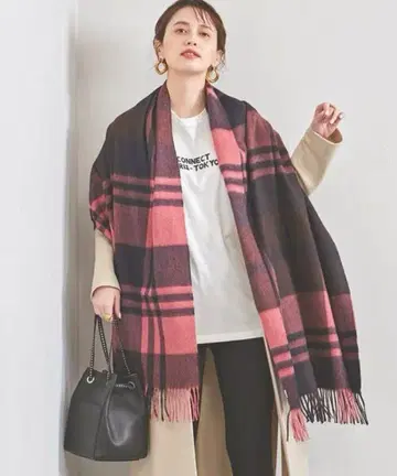 조슈아 에리스 Joshua Ellis 대형 체크 캐시미어 스톨