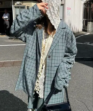 CIAOPANIC 소매 개더 체크 그랑파 자켓