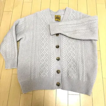 해밀턴 울 100% 아란 케이블 니트 가디건 양모