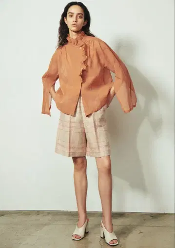 near.nippon 린넨 체크 하프 팬츠