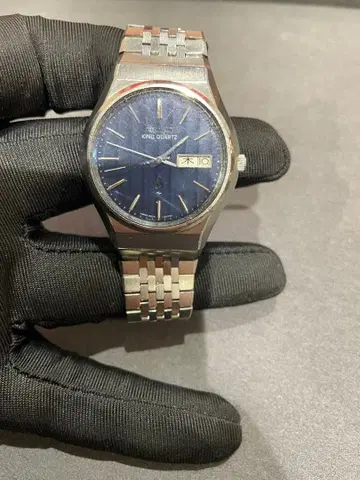 KING QUARTZ 아날로그 손목시계 인기 블루 SEIKO 정품 벨트