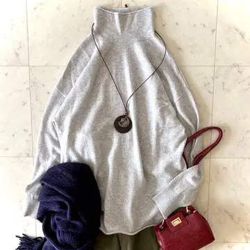 새상품급 띠어리 럭스 캐시미어 100% 터틀넥 니트 그레이 38