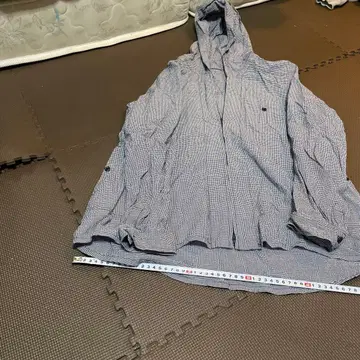 체크 무늬 후드 부착 후드티 M