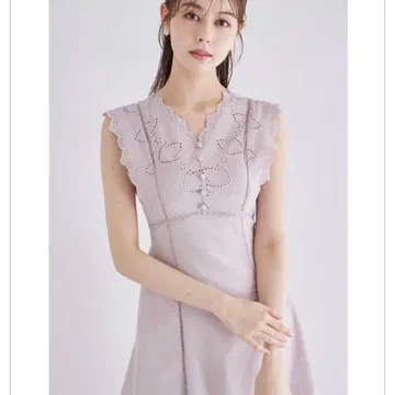 토코 클로젯 허리 리본 포함 코튼 컷워크 레이스 자수 원피스