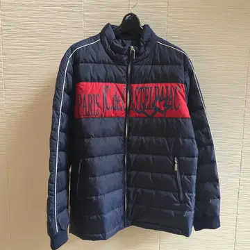 네이비 다운 자켓 빨간색 로고