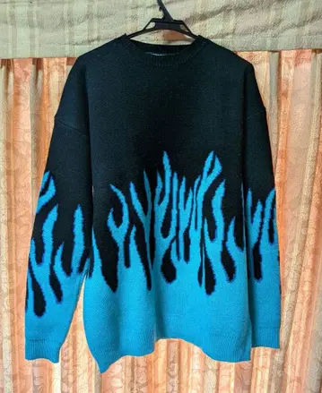 VOLCAN&APHRODITE 니트 스웨터 파랑 불꽃