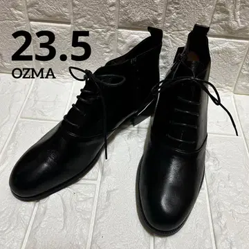 OZMA 블랙 레이스업 숏부츠 블랙 가죽 신발 가죽 23.5 상당