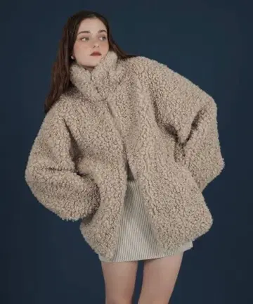 Mili affinity 푸들 보아 오버 사이즈 더블 지퍼 블루종