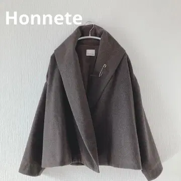 새상품급 Honnete 울 캐시미어 숄카라 코트 브라운