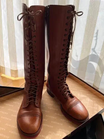 민트 디자인 레이스업 롱 부츠