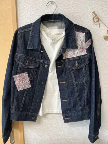 크리스마스 기획 자수 패치워크 다크 데님 자켓