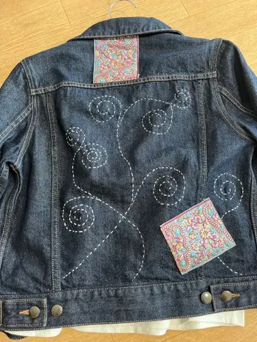 크리스마스 기획 자수 패치워크 & 자포 다크 데님 자켓