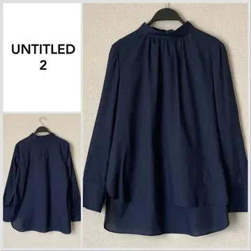 [ 새상품급 ] UNTITLED 개더 스탠드넥 블라우스 네이비