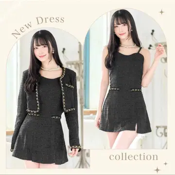 신상 블랙 트위드 미니 드레스