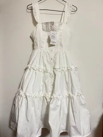 마시로 아리스 x 시마무라 오버롤 스커트 화이트 L 택 포함 새상품