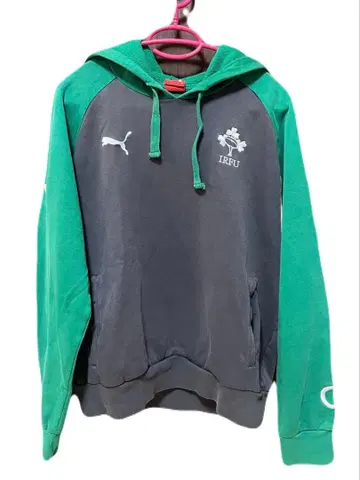 Puma IRFU 후드티 그레이/그린, y2k 헤이세이 갸루 그런지