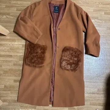w closet 브라운 플리스 롱 코트