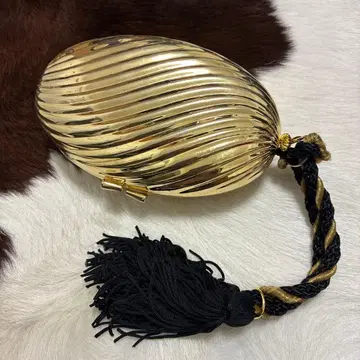 80's 빈티지! 태슬 장식 골드 스월 클러치백 파티