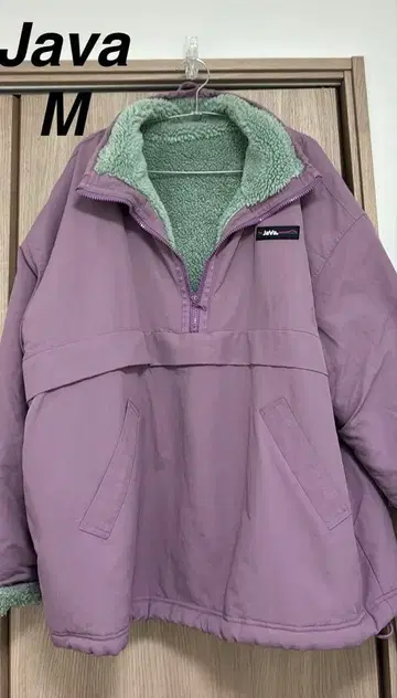 플리스 자켓 퍼플 하프 지퍼 리버서블 java