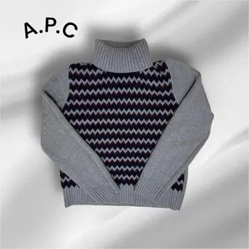 A.P.C. (아페쎄) 울 터틀넥 스웨터 그레이 보더