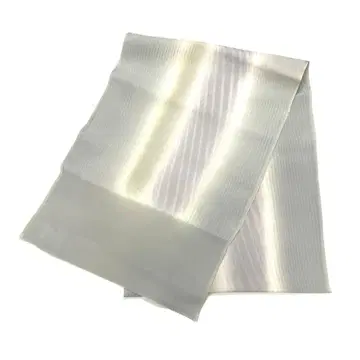 오비 장식 천 순수 실크 옅은 그레이 연보라 줄무늬 미사용품 No.09