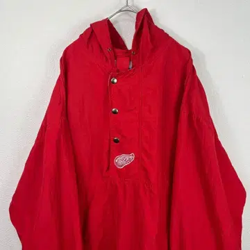 90s 프로 팀 하프 지퍼 나일론 자켓 아노락 후드티 빨간색