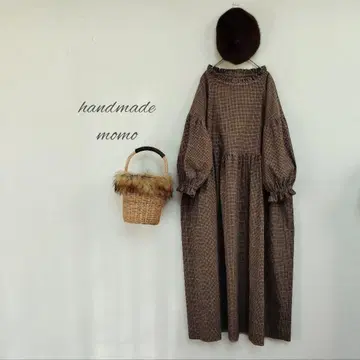 handmade 코듀로이 원피스 체크 free 긴팔