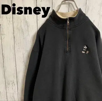디즈니 하프 지퍼 맨투맨 트레이닝복 자수 블랙