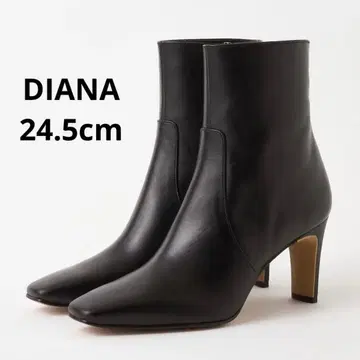 DIANA 블랙 가죽 부츠 7cm 판 힐