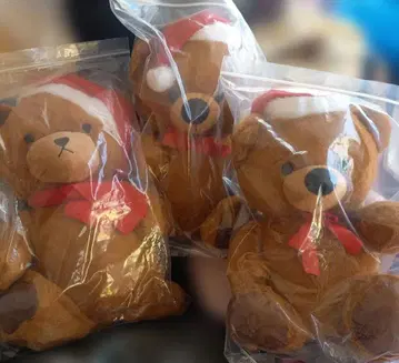 크리스마스 테디베어 봉제 인형 2종 3개 세트