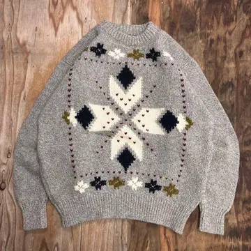 80s JAEGER 울 니트 데드스탁 노르딕 vintage