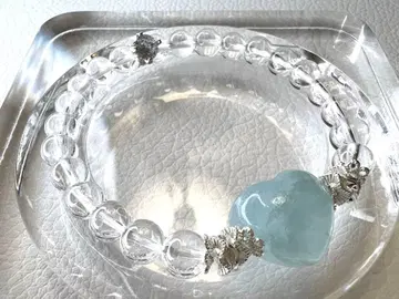 아쿠아 마린 하트 히말라야 수정 팔찌