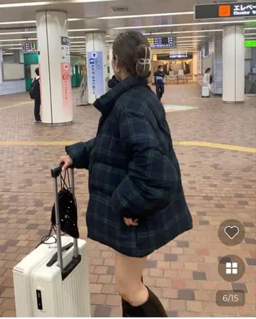 [ NUGU ] 체크 다운 자켓 충전솜